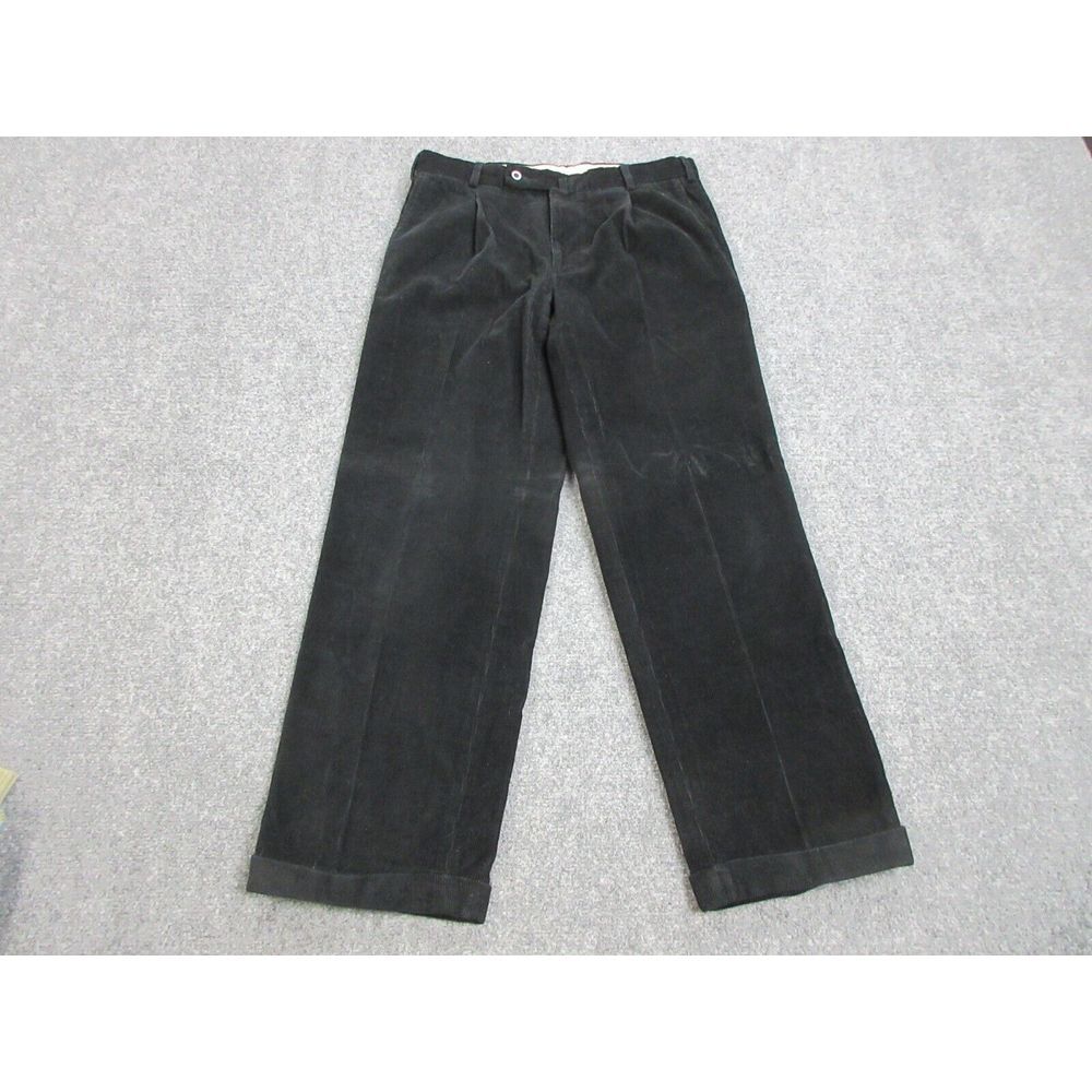 Ermenegildo Zegna Pants Mens 50 Black Corduroy Pleated Straight Portugal 34X29